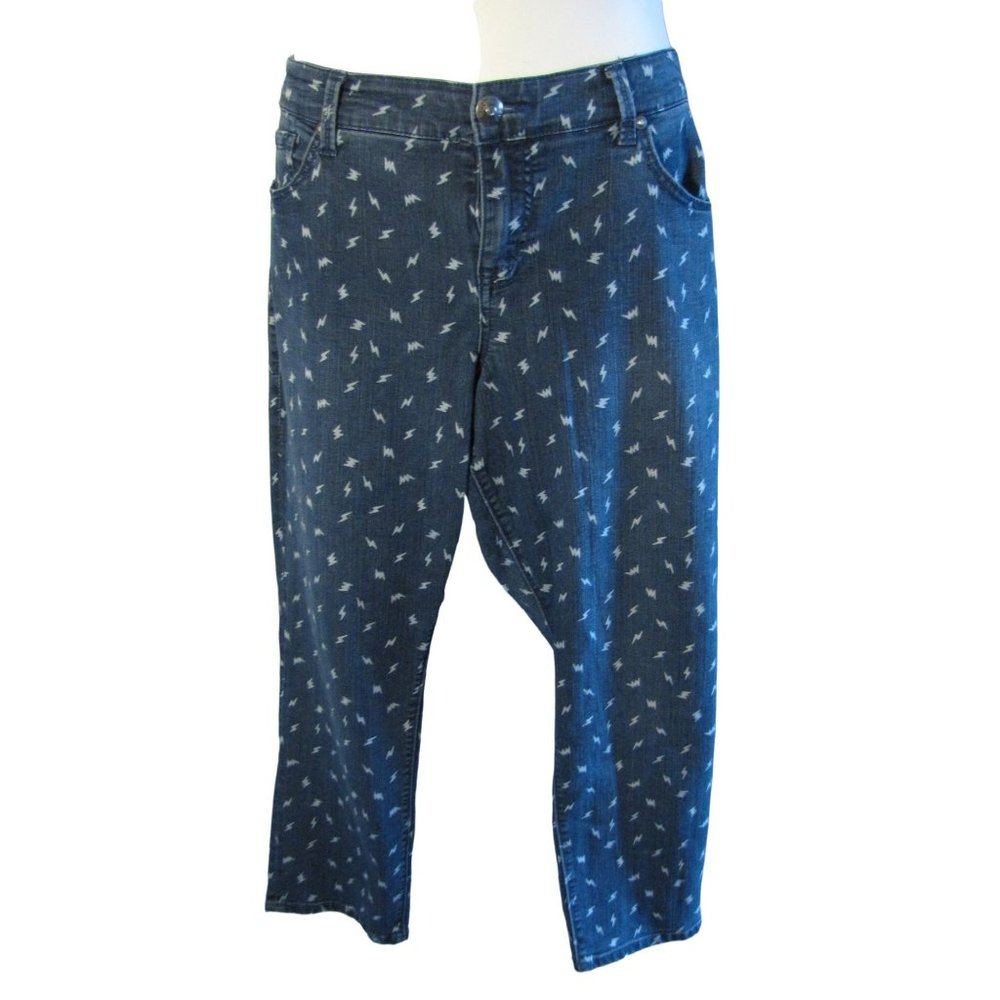Torrid 20 20W Denim Lightening Bolt Denim Capri Pants Capris
